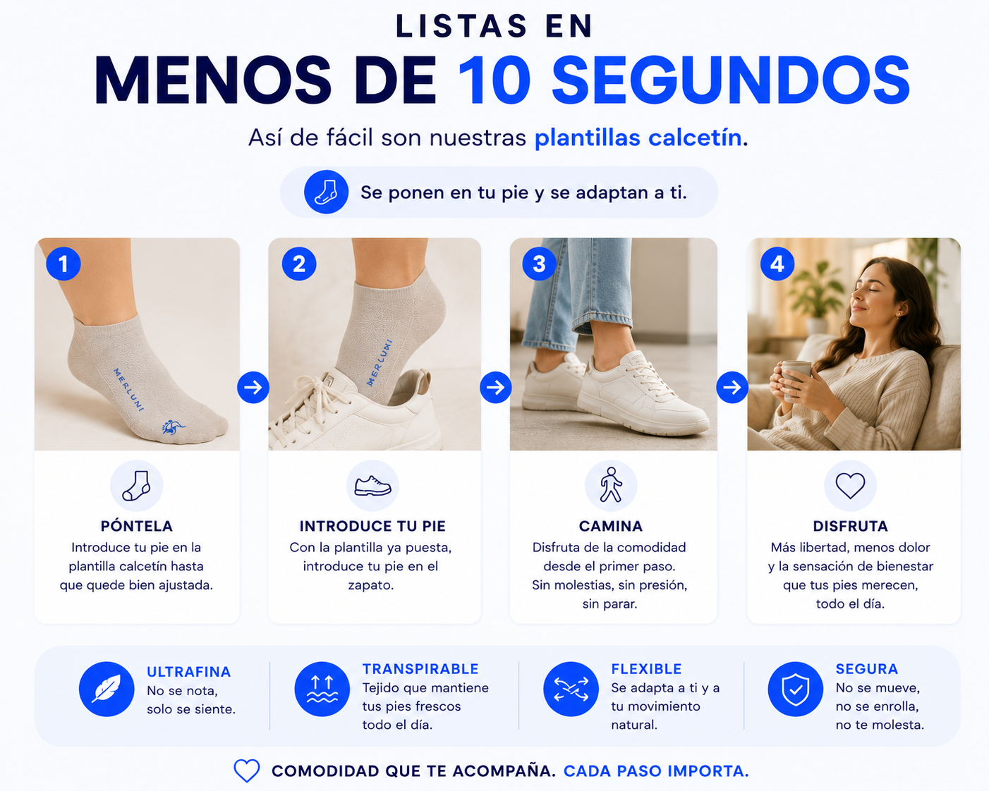 Merluni ComfortStep™ | Plantillas de Alivio para Fascitis Plantar